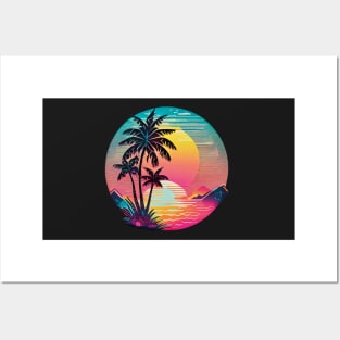 ⭐⭐⭐⭐⭐ summer tropical sunset palm tree beach Posters and Art